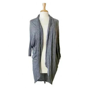 Eileen Fisher Women's Gray Tencel & Merino‎ Shawl Open Front Cardigan Size Small